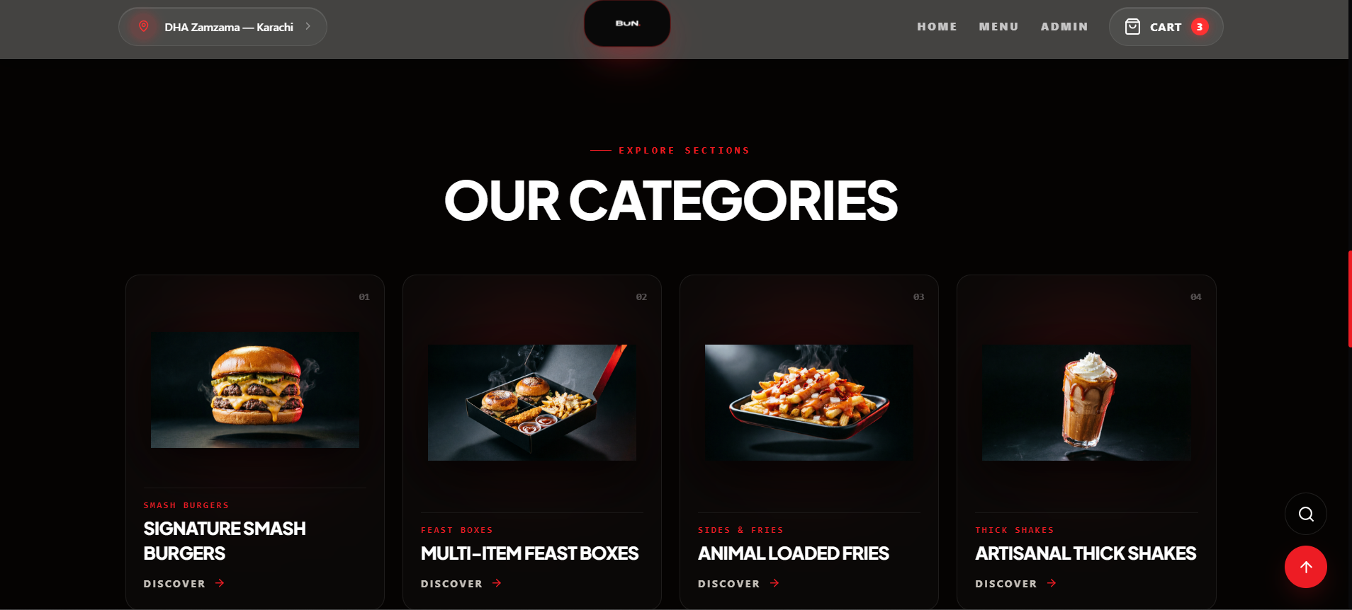 Bun restaurant ordering platform menu